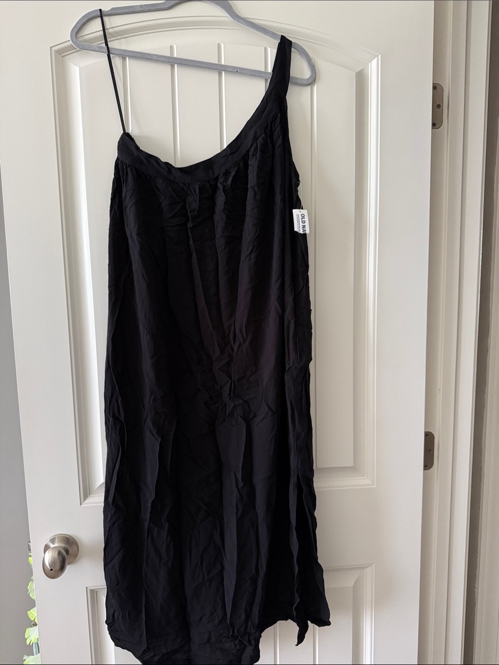 Old Navy Black One-Shoulder Slip Dress